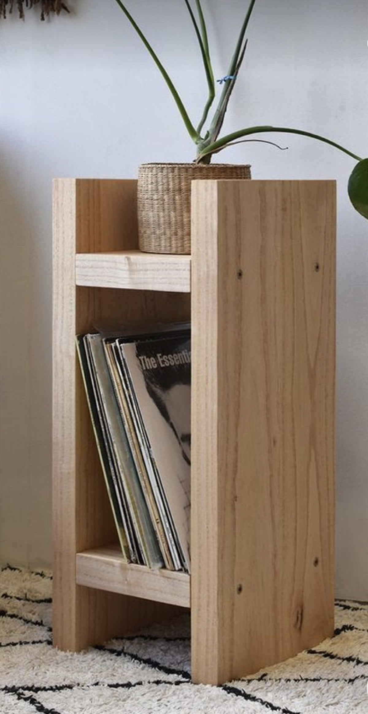 Narrow timber book and magazine rack